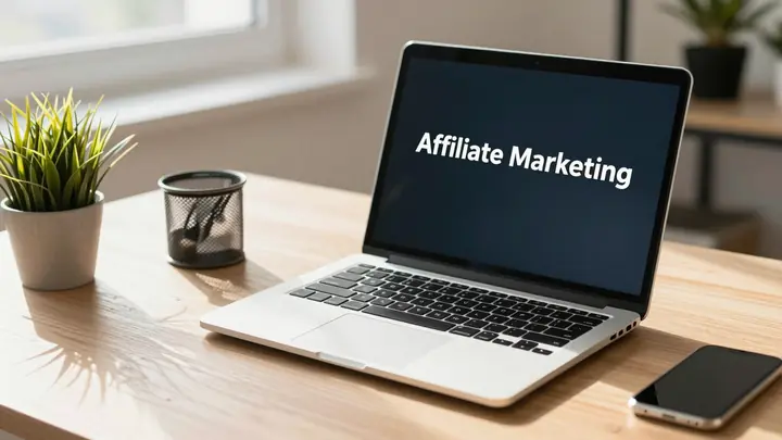 affiliate marketing laptop workspace