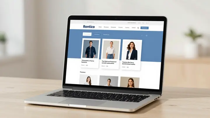Modern e-commerce website interface showing personalized product recommendations on a laptop screen, warm lighting, clea